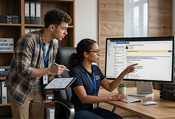 IT support helping setup email.
