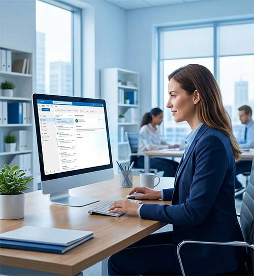 Office workers checking their email.